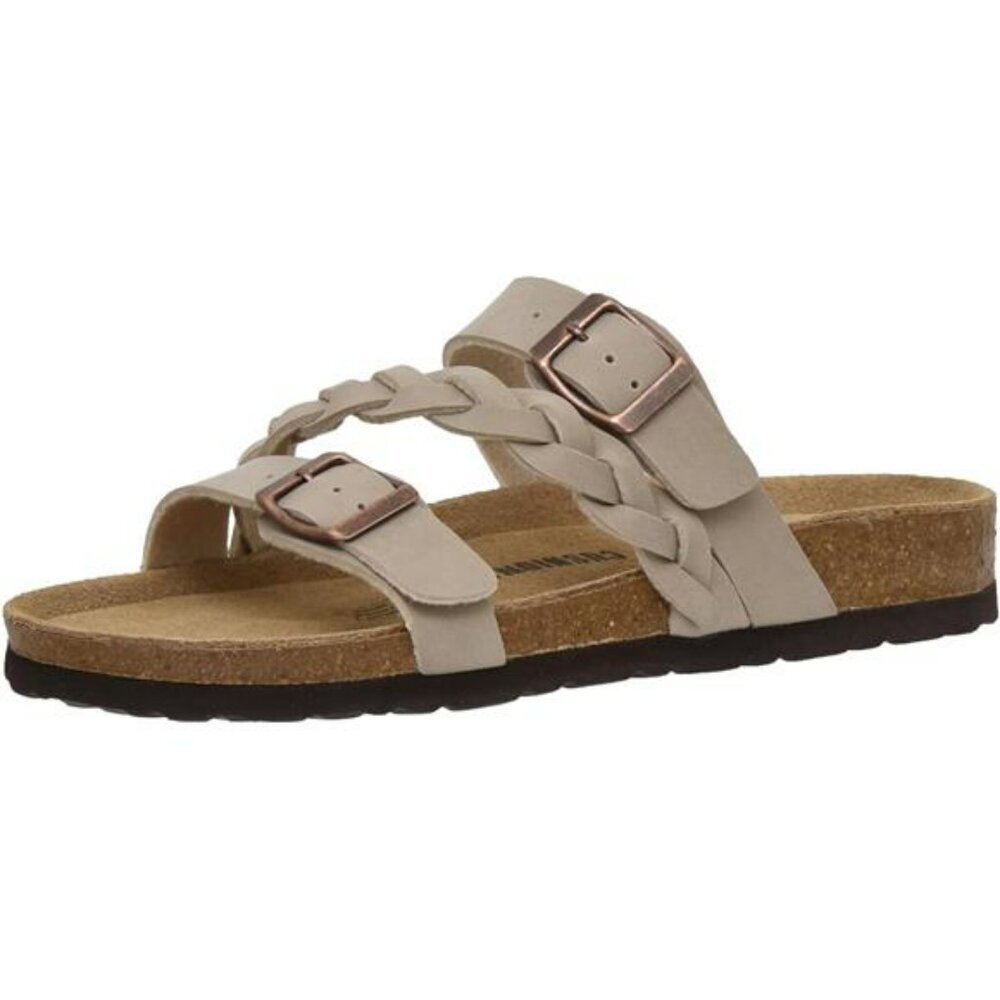 CUSHIONAIRE Cork Footbed Sandals Women Arch Support Adjustable Summer Slides